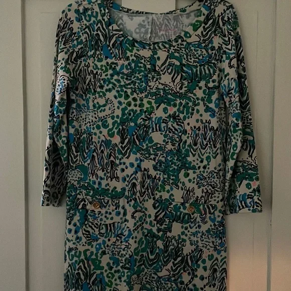 Lilly Pulitzer Teal Aqua Cream Corine Dress Sea Oat Everglades - Picture 6 of 14